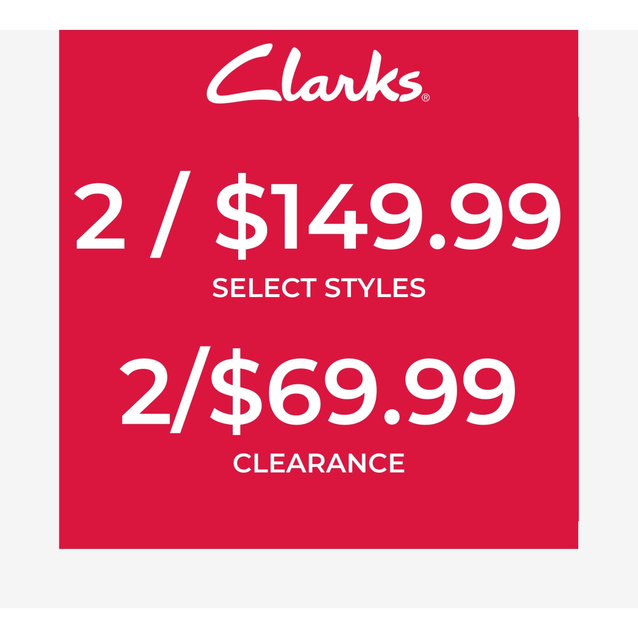 2/$149.99 and 2/$69.99 Clearance icon